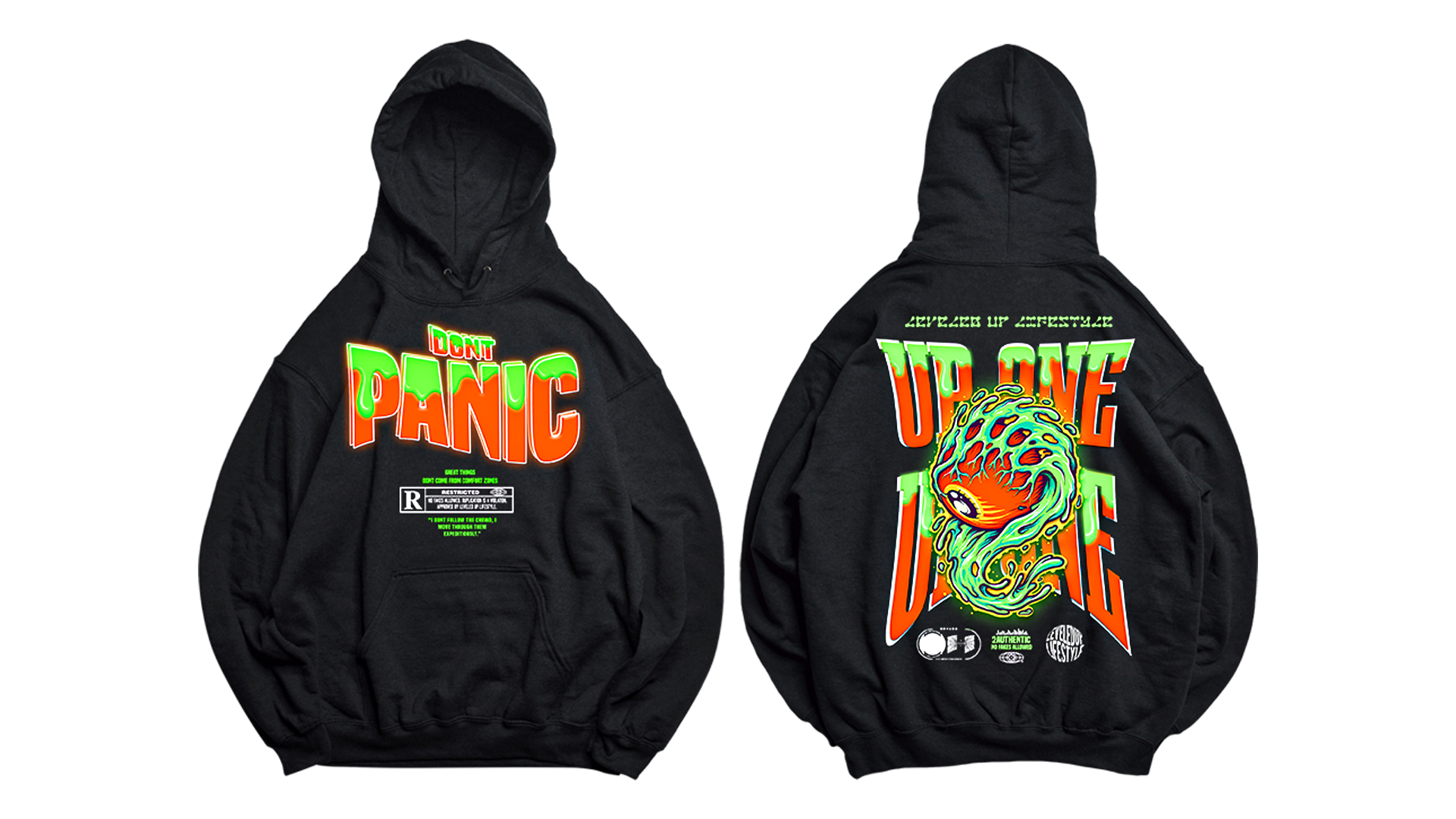 Retro Rare Sitings LA Oversized Psychedelic " UP ONE " Hoodie